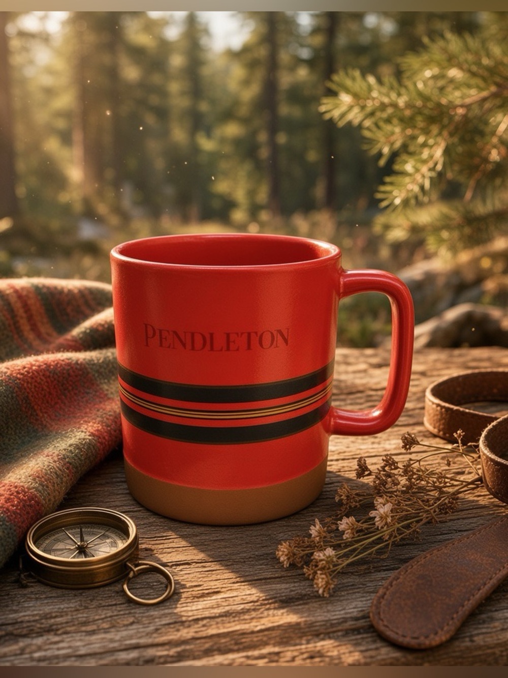 Pendleton Mountain National Parks Stripes Mug Red 18oz Coffee Camping Camp